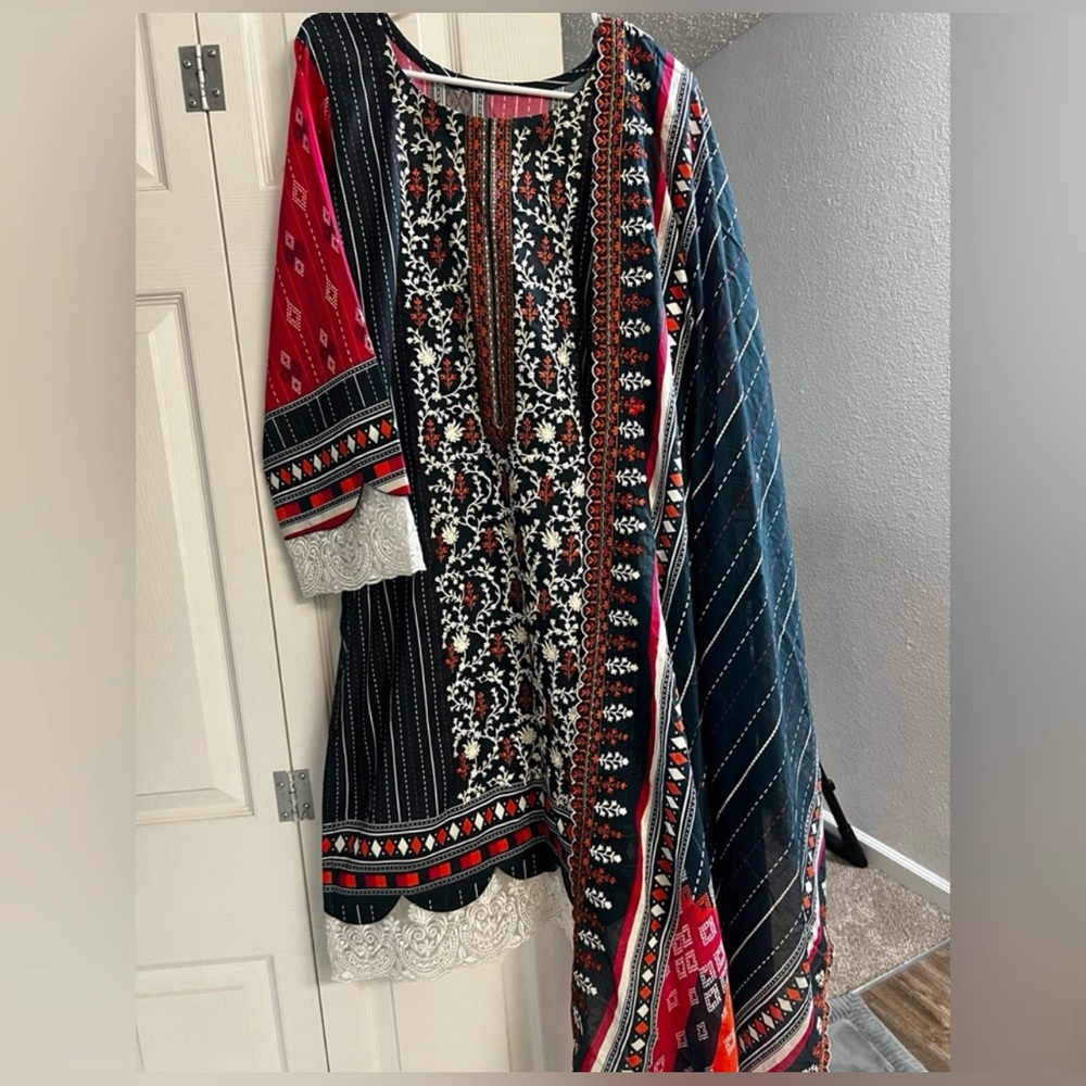 Pakistani Indian cotton embroidered dress